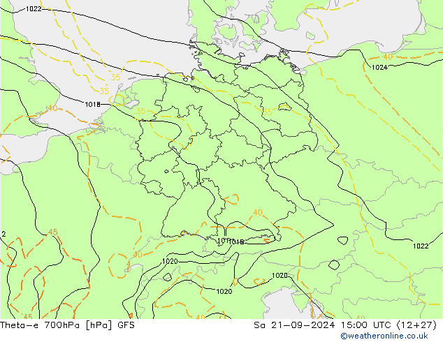 Theta-e 700hPa GFS  21.09.2024 15 UTC