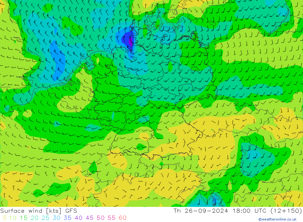 Bodenwind GFS Do 26.09.2024 18 UTC