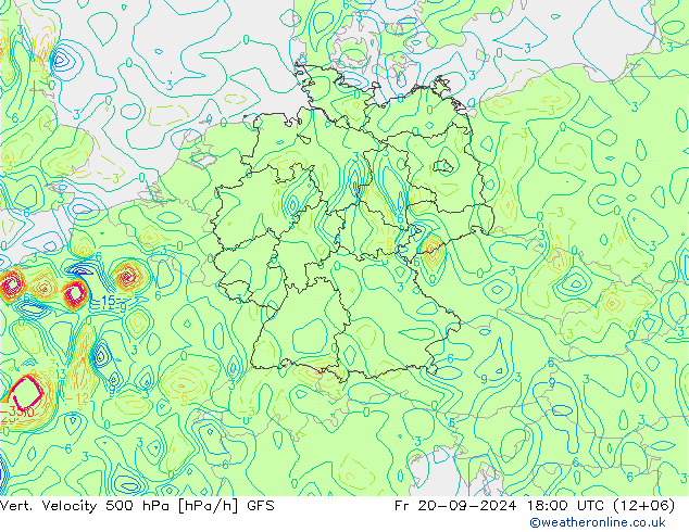 Vert. Velocity 500 гПа GFS пт 20.09.2024 18 UTC