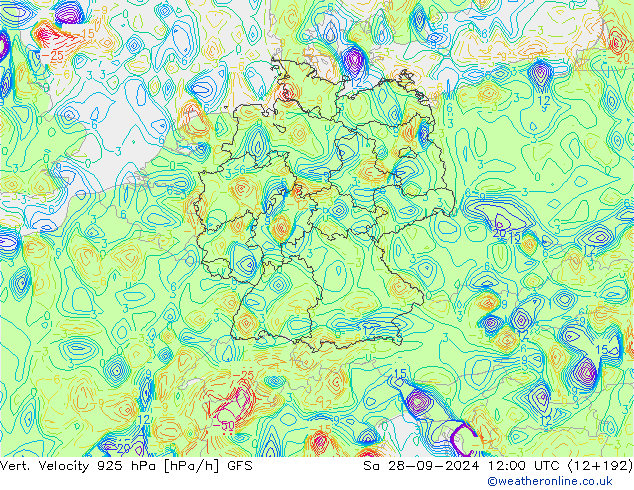 Vert. Velocity 925 hPa GFS sab 28.09.2024 12 UTC