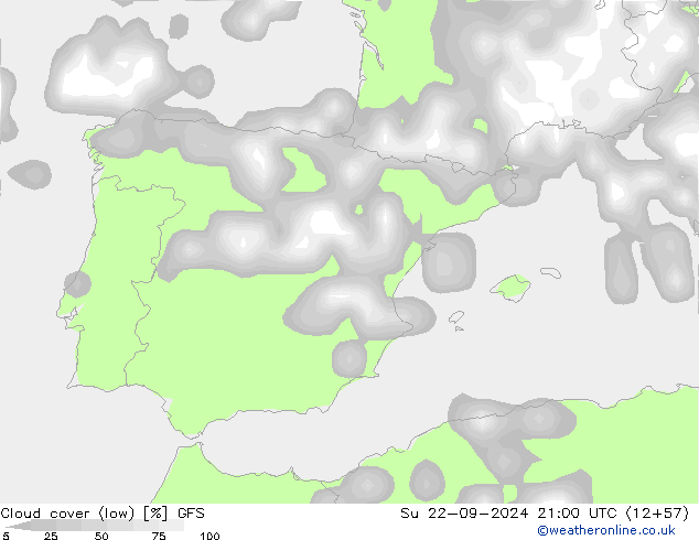 Bewolking (Laag) GFS zo 22.09.2024 21 UTC