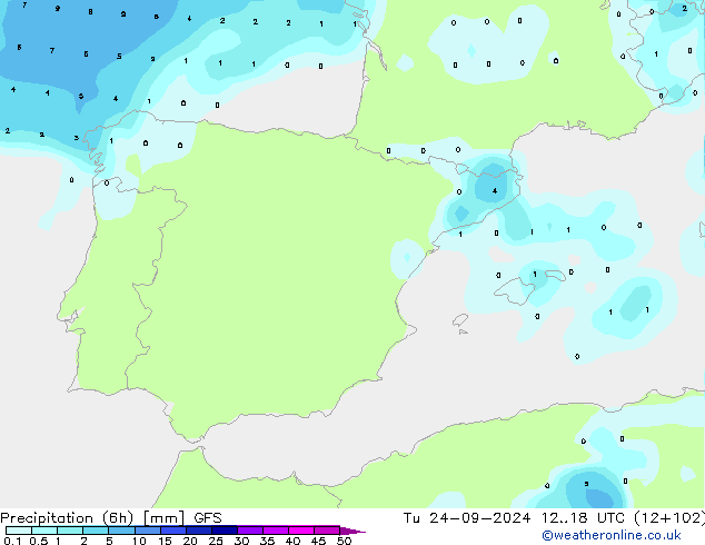 opad (6h) GFS wto. 24.09.2024 18 UTC