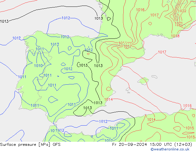 Yer basıncı GFS Cu 20.09.2024 15 UTC