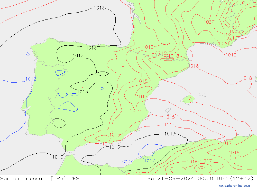 Luchtdruk (Grond) GFS za 21.09.2024 00 UTC