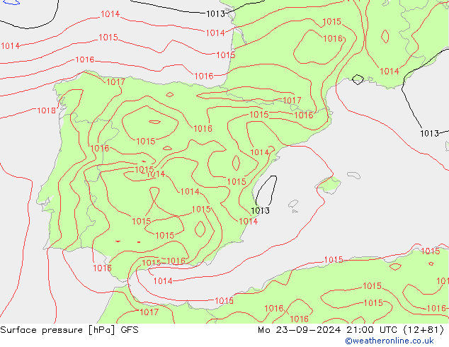 ciśnienie GFS pon. 23.09.2024 21 UTC