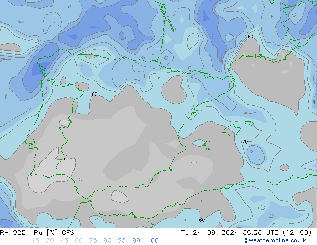 925 hPa Nispi Nem GFS Sa 24.09.2024 06 UTC