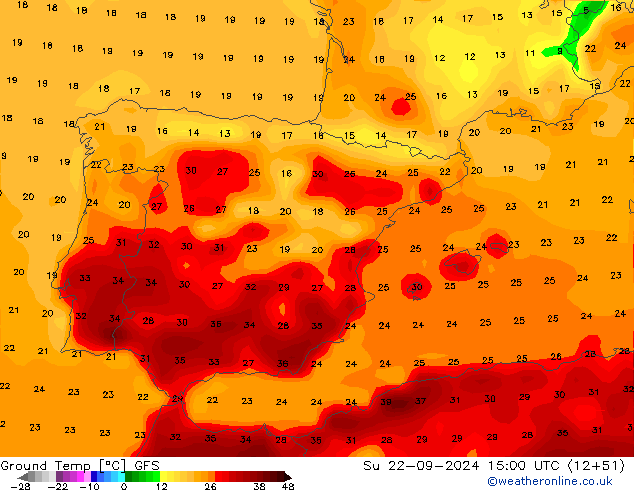 Bodemtemperatuur GFS zo 22.09.2024 15 UTC