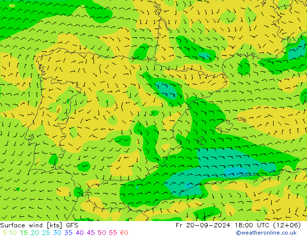 Surface wind GFS Pá 20.09.2024 18 UTC