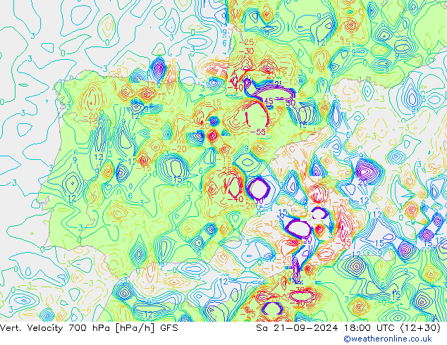 Vert. Velocity 700 гПа GFS сб 21.09.2024 18 UTC