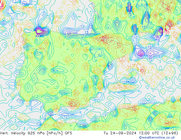 Vert. Velocity 925 hPa GFS wto. 24.09.2024 12 UTC