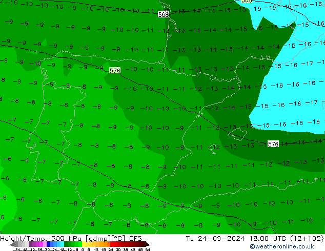 Z500/Rain (+SLP)/Z850 GFS  24.09.2024 18 UTC