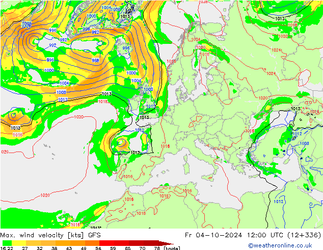 Max. wind velocity GFS October 2024