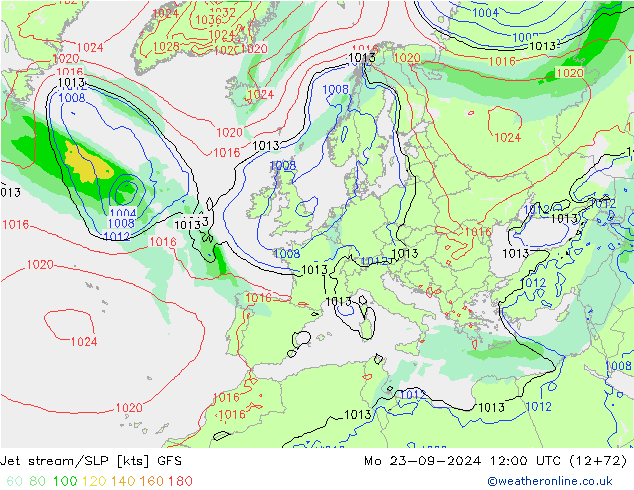 Jet stream GFS Seg 23.09.2024 12 UTC