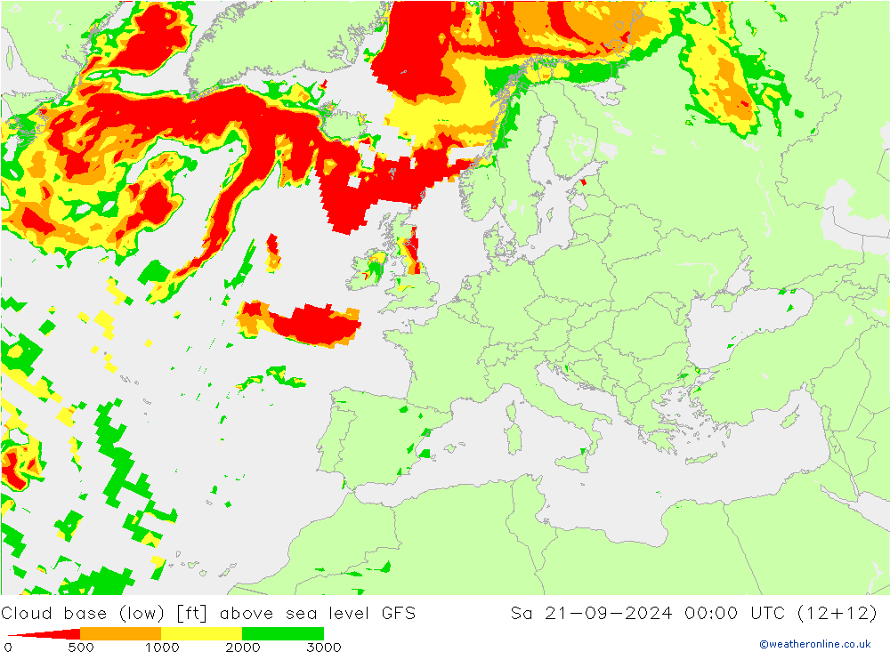 Wolkenbasis (Laag) GFS za 21.09.2024 00 UTC