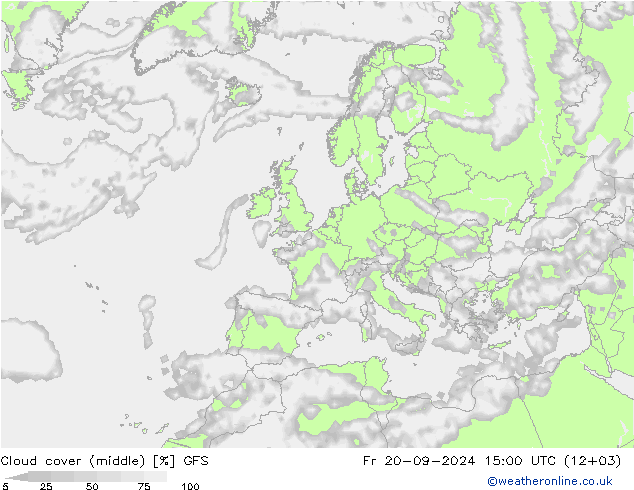 Nuages (moyen) GFS ven 20.09.2024 15 UTC