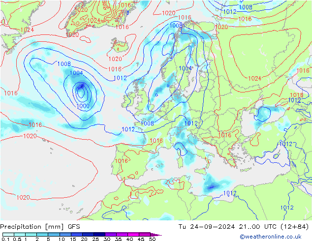 осадки GFS вт 24.09.2024 00 UTC