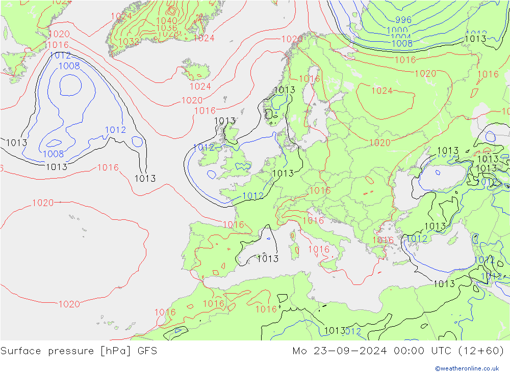 ciśnienie GFS pon. 23.09.2024 00 UTC