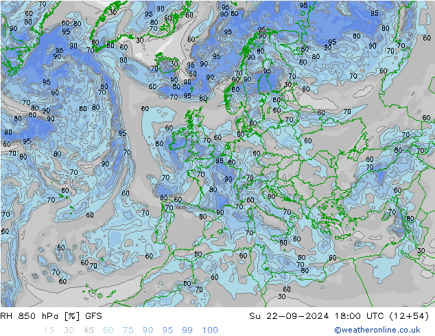 RH 850 hPa GFS  22.09.2024 18 UTC