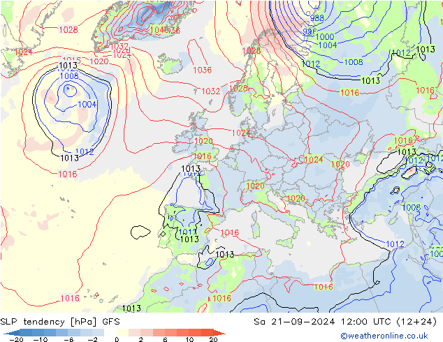 SLP tendency GFS Sáb 21.09.2024 12 UTC