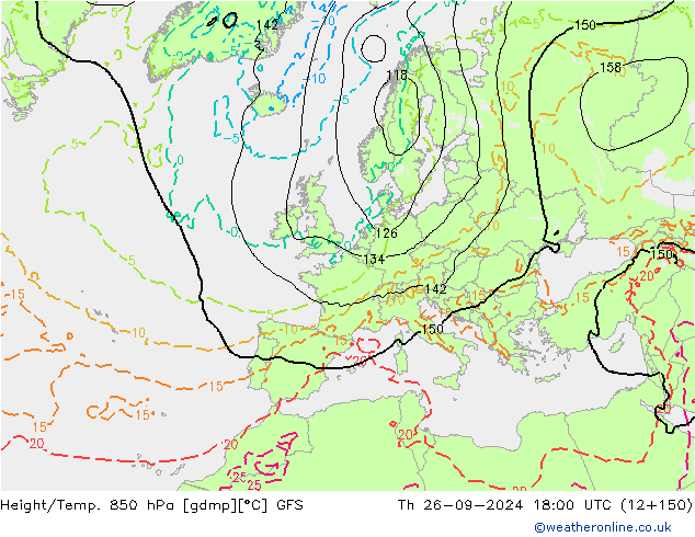 Yükseklik/Sıc. 850 hPa GFS Per 26.09.2024 18 UTC