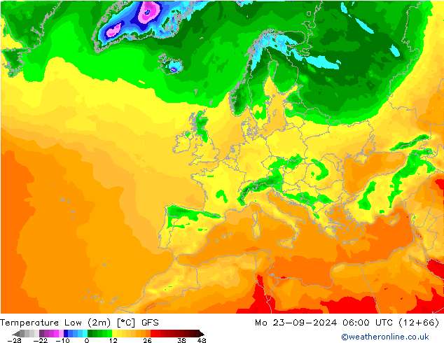 Tiefstwerte (2m) GFS Mo 23.09.2024 06 UTC