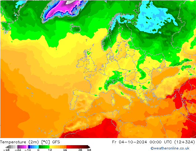 Temperature (2m) GFS Fr 04.10.2024 00 UTC