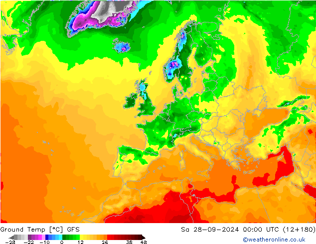 Teplota půdy GFS So 28.09.2024 00 UTC