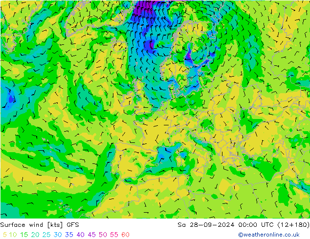 Bodenwind GFS Sa 28.09.2024 00 UTC