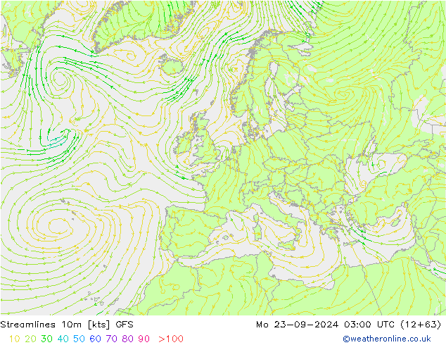 Streamlines 10m GFS Mo 23.09.2024 03 UTC