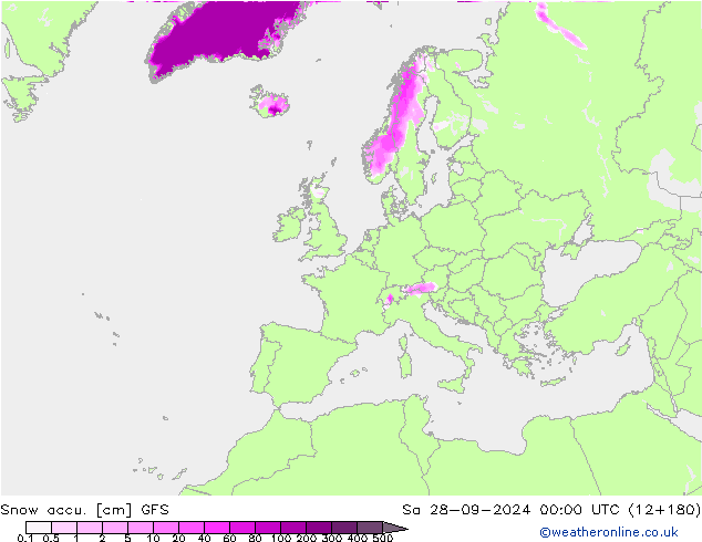 Schneemenge GFS Sa 28.09.2024 00 UTC