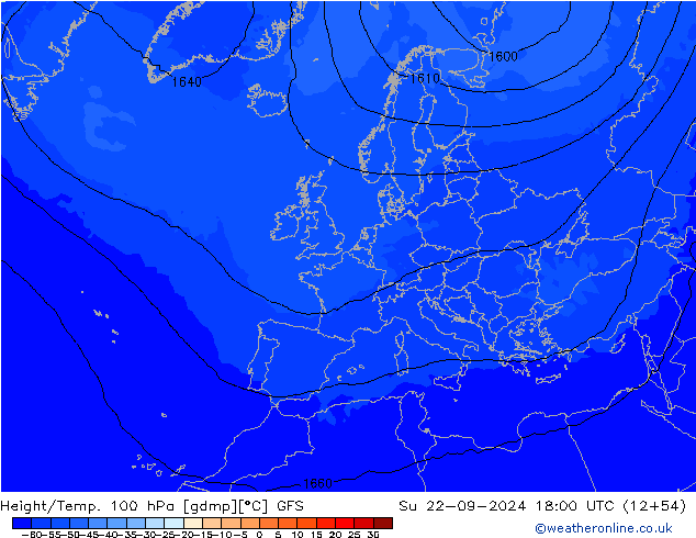 Height/Temp. 100 hPa GFS dom 22.09.2024 18 UTC