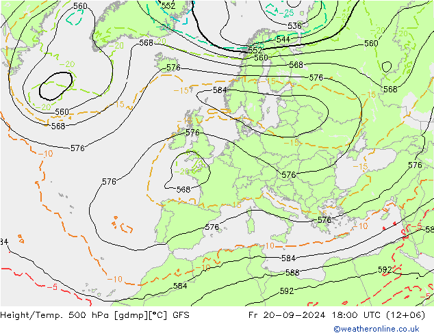 Height/Temp. 500 hPa GFS  20.09.2024 18 UTC