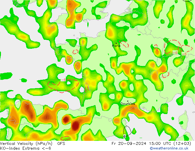 Konveksiyon - İndeks GFS Cu 20.09.2024 15 UTC