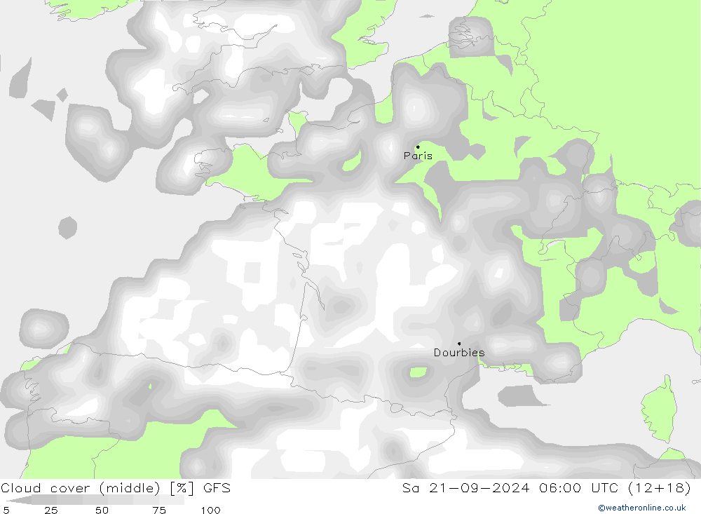 облака (средний) GFS сб 21.09.2024 06 UTC