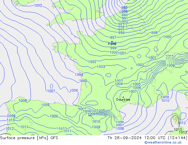 Bodendruck GFS Do 26.09.2024 12 UTC