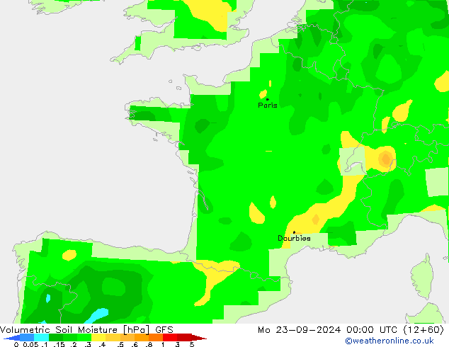 Volumetric Soil Moisture GFS Seg 23.09.2024 00 UTC