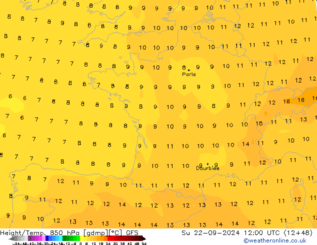 Z500/Rain (+SLP)/Z850 GFS Su 22.09.2024 12 UTC