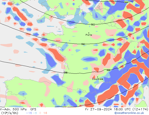 V-Adv. 500 hPa GFS Fr 27.09.2024 18 UTC