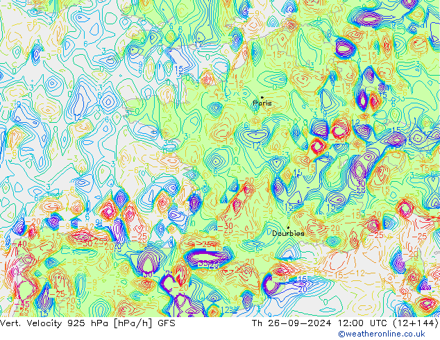 Vert. Velocity 925 гПа GFS чт 26.09.2024 12 UTC