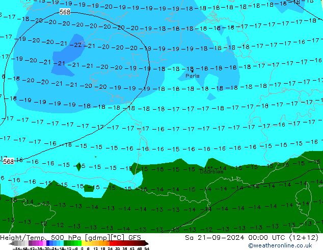 Height/Temp. 500 hPa GFS  21.09.2024 00 UTC