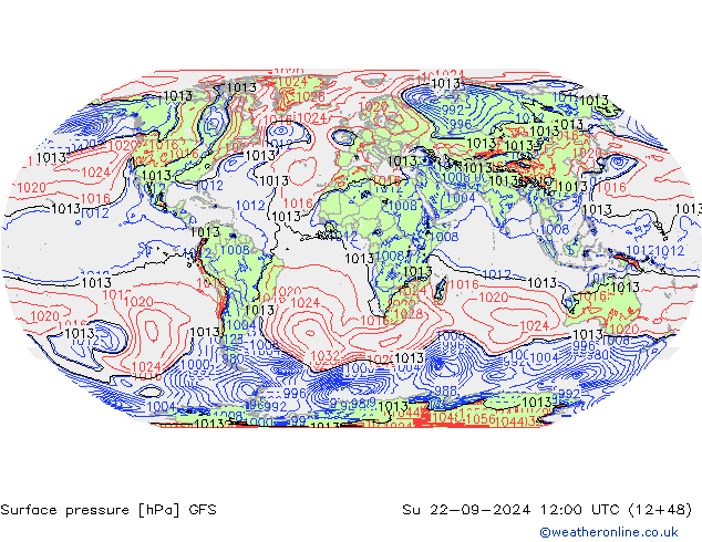 Bodendruck GFS So 22.09.2024 12 UTC