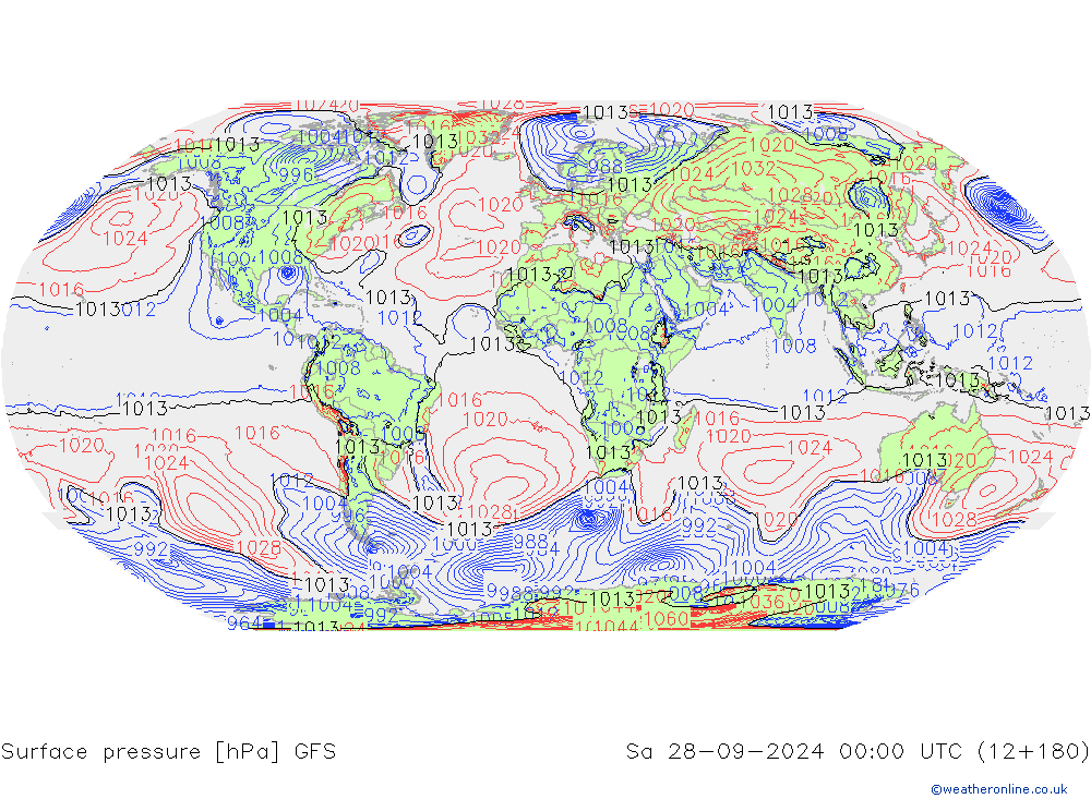 Surface pressure GFS Sa 28.09.2024 00 UTC