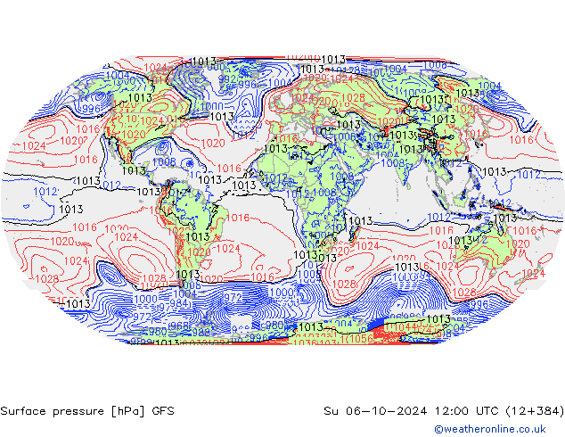 Bodendruck GFS So 06.10.2024 12 UTC