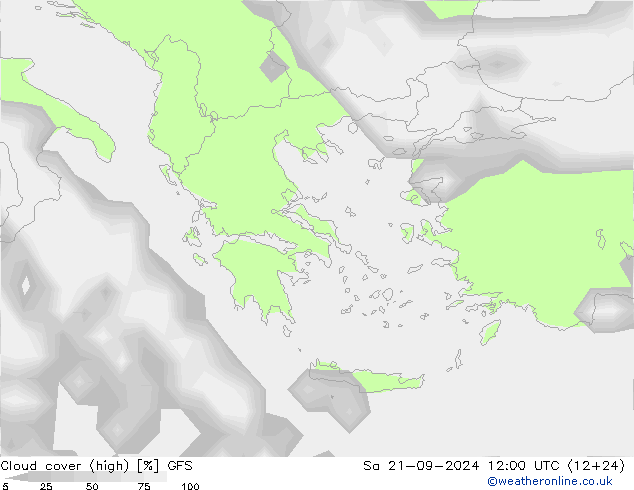 Nubi alte GFS sab 21.09.2024 12 UTC