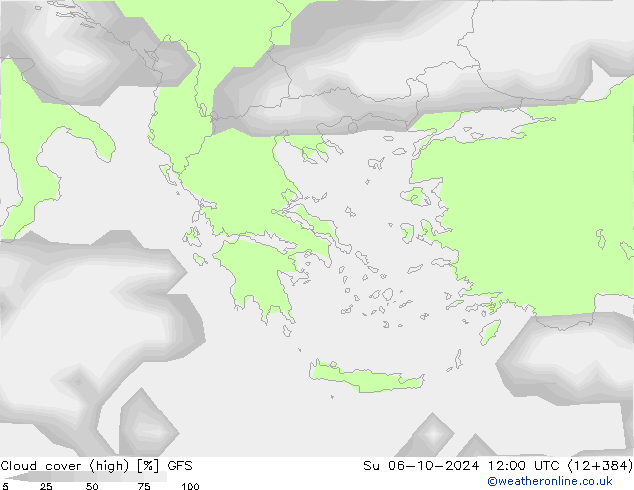 Cloud cover (high) GFS Su 06.10.2024 12 UTC