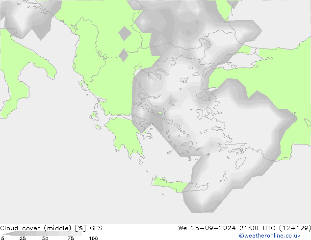 Cloud cover (middle) GFS We 25.09.2024 21 UTC