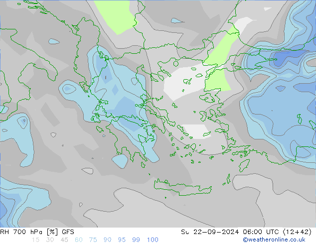 RH 700 гПа GFS Вс 22.09.2024 06 UTC