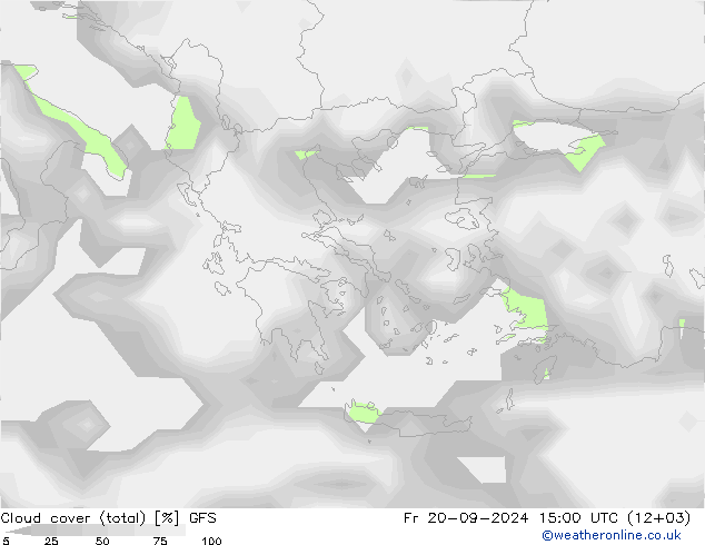 Cloud cover (total) GFS Fr 20.09.2024 15 UTC