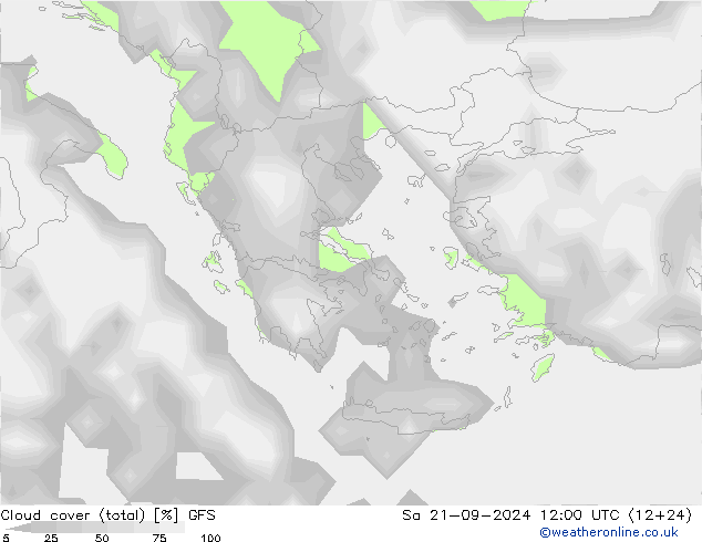 zachmurzenie (suma) GFS so. 21.09.2024 12 UTC