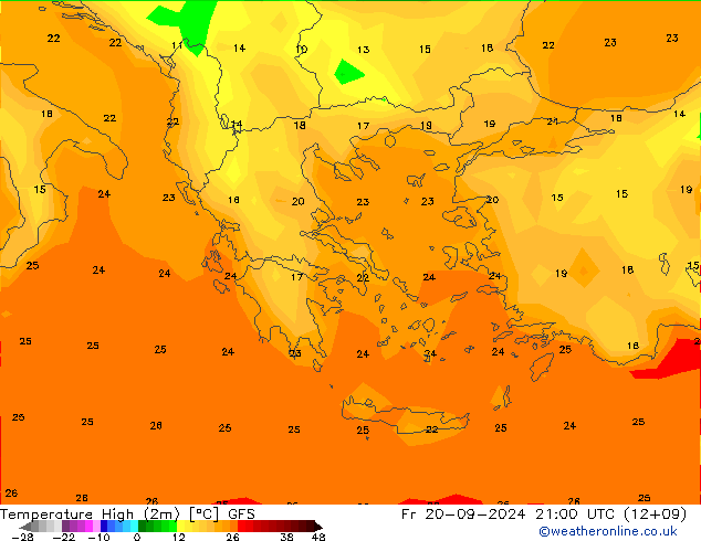 Höchstwerte (2m) GFS September 2024